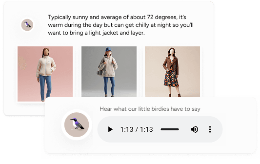 Mobile interface showing packing recommendations